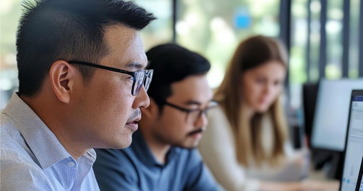 Marketer planning a generative AI content strategy workflow on a whiteboard beside a laptop