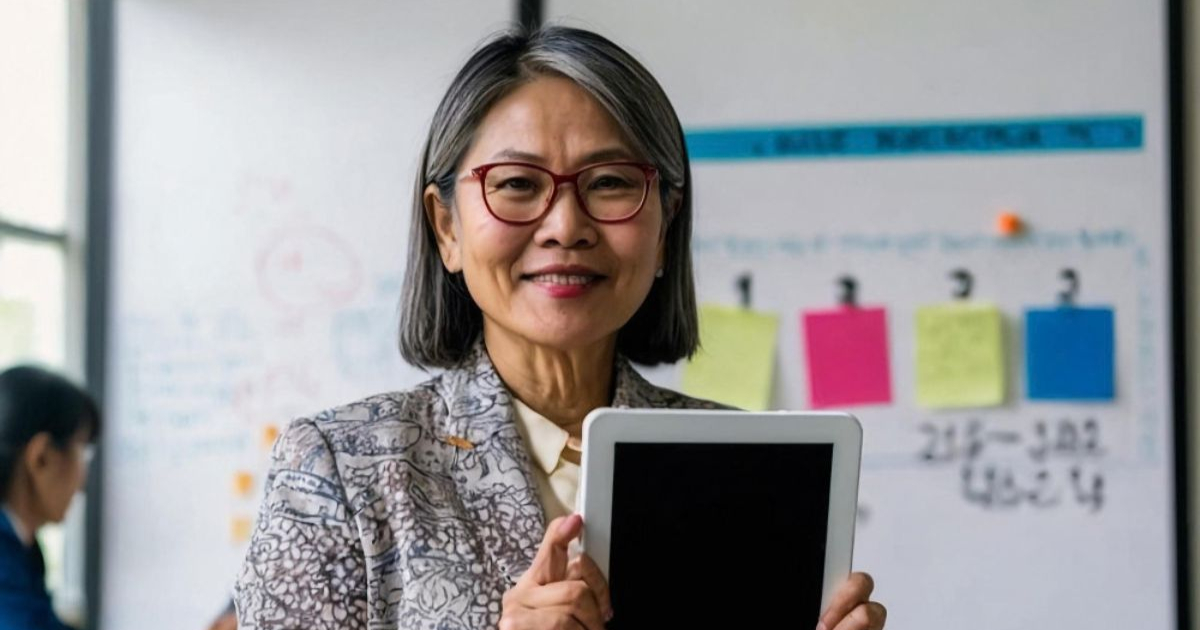 Learner comparing AI content creation course options with a checklist and laptop at a desk