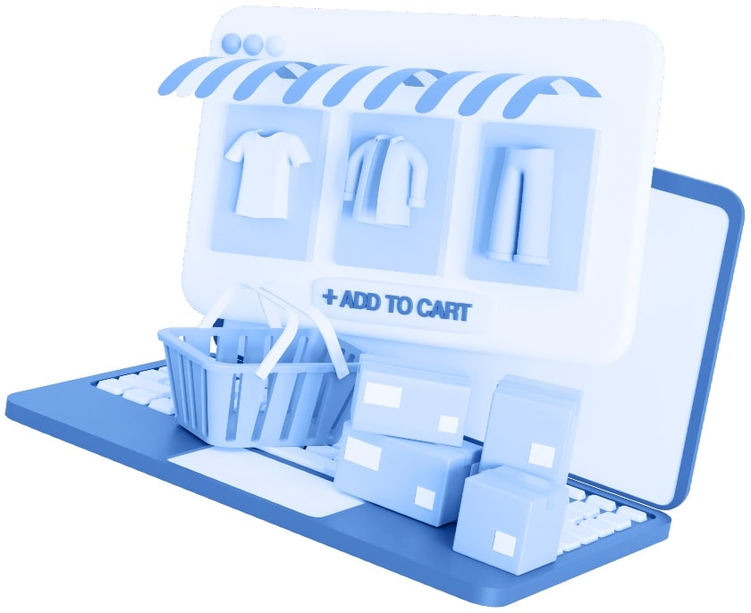 E-commerce online store illustration with shopping cart