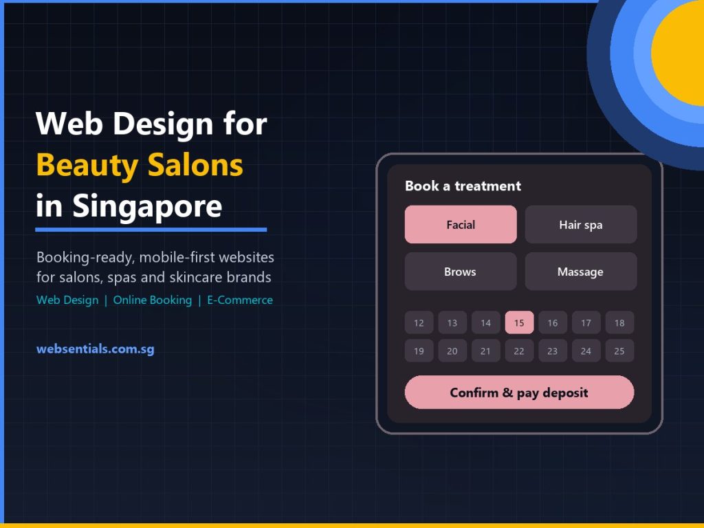Web design for beauty salons in Singapore – mobile booking interface with treatment selection and deposit payment