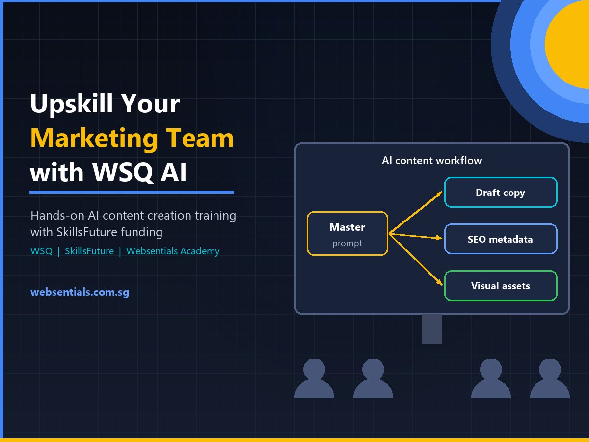 WSQ AI content creation course Singapore – trainer presenting an AI content workflow to a marketing team